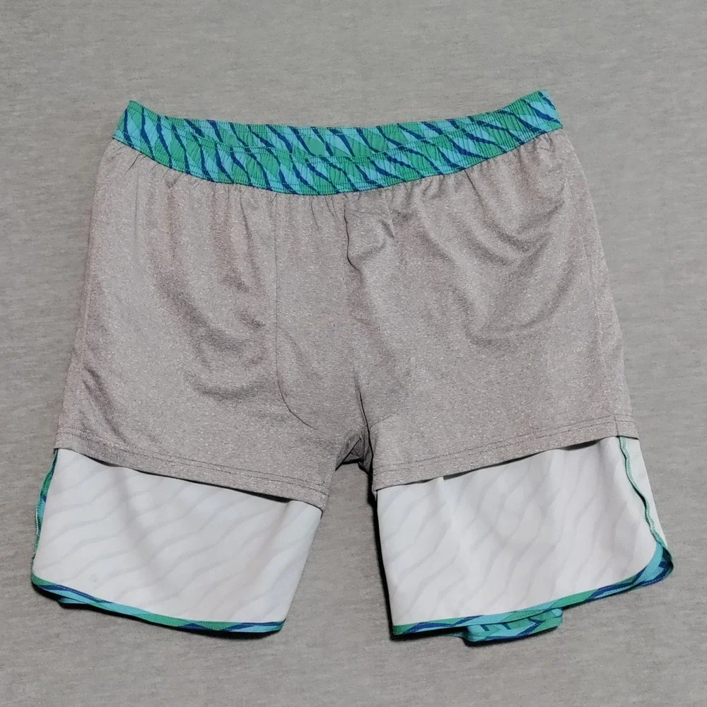 Fair Harbor Swim Trunks Mens XXL Geometric‎ Drawstring Lined Blue/Green